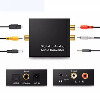 3.5 mm Jack la 2RCA Toslink Optic Coaxial Digital Fibre Audio Analogic AUX L/R Converter SPDIF Digital Decodor Audio Amplificator