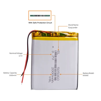 3.7 V 2000mAh 505060 Litiu-Polimer Li-Po, li-ion Reîncărcabilă Baterie Lipo celule Pentru interfon Bluetooth speaker PDA POS GPS