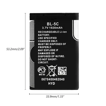 3.7 V acumulator BL-5C 1020mAh Baterie cu Litiu Durata de viata Lunga Baterii de Telefon Mobil BL 5C BL5C Pentru Nokia 1100 1101 1110 1112 1208 1600 1680