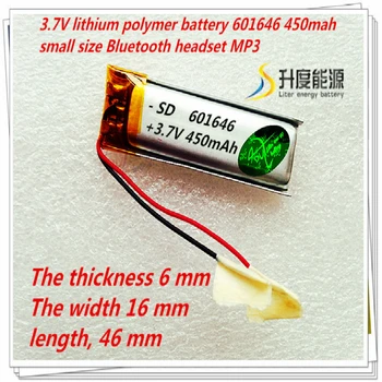 3.7 V baterie litiu-polimer 601646 450mah tableta baterie setul cu cască Bluetooth MP3 MP4 MP5 baterie