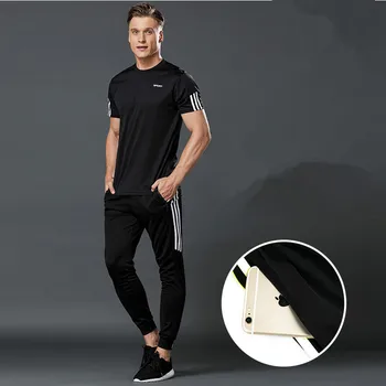 3 Buc/Seturi de Sport T-Shirt pentru Bărbați Costume de Funcționare Shrits+pantaloni Scurți de Sport+Jogging Pants Mens Sport Costum de Fotbal a Juca Sport Seturi 2021
