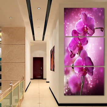3 buc Transport Gratuit Fierbinte Vinde Moderne Pictura pe Perete Violet orhidee Acasă Decorare Flori de Artă Vopsea pe Panza Printuri