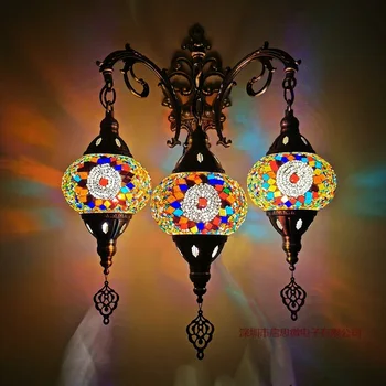 3 Capete Noi Mediteraneene, stil Art Deco turc Mozaic Lampă de Perete lucrate Manual mozaic de Sticlă romantic lumina de perete