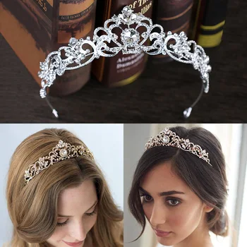 3 Culori de Mireasa Stras Coroane Ornament de Par Hairband Accesorii de Nunta Diademă Fete Quinceanera Petrecere Diademe Cristal CR083