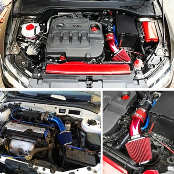 3 inch Auto Universal Turbo Fluxul de Aer Rece Filtru de Admisie Kit W/Alumimum Bridă Albastru/Rosu/Argintiu