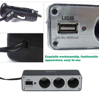 3 Mod de Incarcator Bricheta Auto Putere Spliter USB Tripla Priza Auto Incarcator DC 12-24V Auto Cingarette Bricheta Auto Accesorii