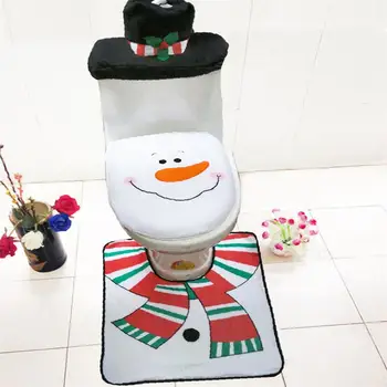 3 Pc-uri mai Noi Sosiri faroot Fericit Mos craciun Toaletă Acoperă Covor Baie Set Decor de Crăciun Creative Capac Scaun de Toaletă
