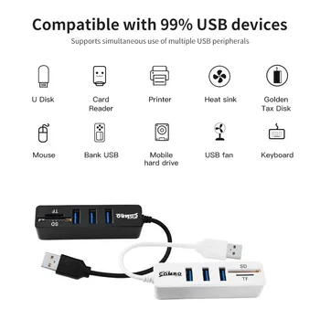 3-Port USB Hub 2 Solt Cititor de Carduri USB2.0 Micro SD TF Card de Calculator Adaptor Extinde Pentru Hard Disk-ul cu Fir Tastatură Splitter