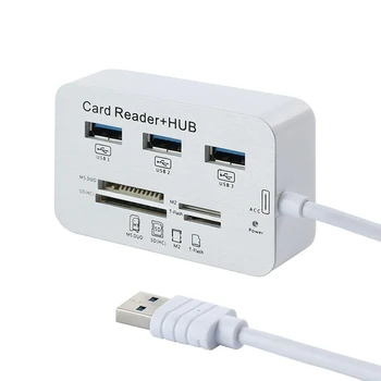 3 Port USB Multi-In-1 Hub MS SD M2 TF Card de Memorie Cititor de Aluminiu Adaptor VDX99