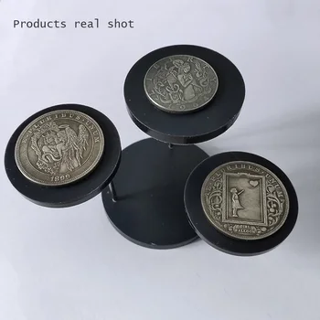 3 rundă de monedă comemorativă de afișare standuri, negru acrilic pentru monede booth, colecția de monede decor 1BUC sta