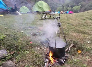 3-Secțiune În Aer Liber Camping Foc Trepied Pot Agățat Picnic Foc Suport Din Aliaj De Aluminiu Trepied Echipament Pentru Camping Soba Pe Lemne