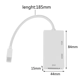 3 în 1 Port Thunderbolt Mini Displayport, HDMI, DVI, VGA, Display Port Cablu Adaptor pentru Macbook Air, iMac Microsoft Surface Pro