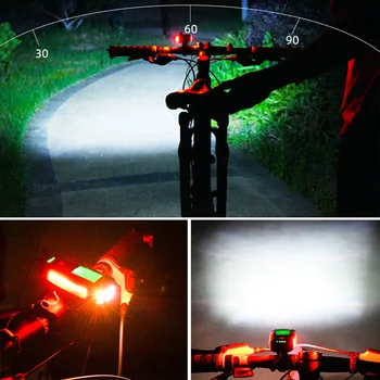 3 în 1 USB Biciclete Lanterna 5 LED-uri de Calculator pentru Biciclete/Claxon Bicicleta Lumină Față IPX4 rezistent la apa Far Kilometrajul Accesorii pentru Biciclete