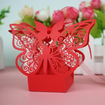 30 100pc formă de Fluture Cutii de Bomboane ambalaj cutie de cadou cu Laser Tăiat Hârtie ciocolata cookie Cutie pentru Nunta favoruri de partid Ziua de nastere