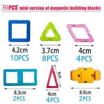 30/32/34/39pcs Mini Magnetic Designer DIY Blocuri kituri gratuit autocolant 3D Magnetic Designer de Învățare de Învățământ Cărămizi de Jucărie