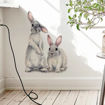 30*40cm Autocolante de Perete Decor Acasă Living Doi Iepuri Drăguț Detașabil Acasă Decorare Camera de zi Murală Bunny Autocolante
