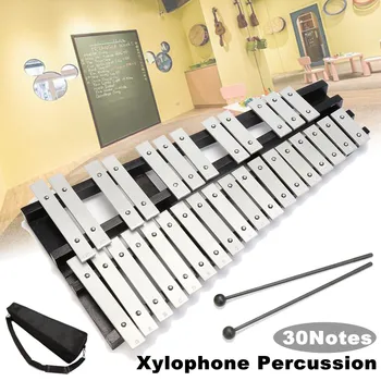 30 Notă Xilofon, Glockenspiel Aluminiu Pliabil Cu Percutie Ciocane Sac Set