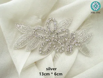 (30buc) de Mână cu margele de mireasa Stras floare Aplicatiile de patch-uri de aur de fier pentru rochie de mireasa WDD0954