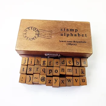 30buc/set Retro Design Romantic Majuscule si Minuscule Scrisoare de Ambarcațiuni din Lemn Cutie Scrisoare Alfabet Ștampilă Ștampilă de Cauciuc instrument DIY