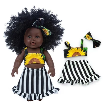30cm Simulare Africane Cret Păpuși Vinil Moale Piele Neagră Renaștere Papusa cu Haine Bentita Copii Joaca Casa de Jucărie