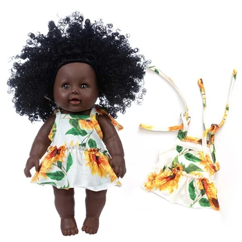 30cm Simulare Africane Cret Păpuși Vinil Moale Piele Neagră Renaștere Papusa cu Haine Bentita Copii Joaca Casa de Jucărie