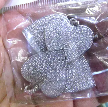 30mm Micro Pave Diamond Pandantiv Inima, Deschide-Negru Diamant CZ Pandantiv, albastru Farmec Inima,Inima Inel Argint aur a Crescut aur Bronz
