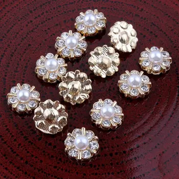 30PCS Vintage Handmade Nasturi Decorativi de Metal+Perle de Cristal Meșteșug Consumabile Flatback Stras Butoane pentru Păr Accesorii