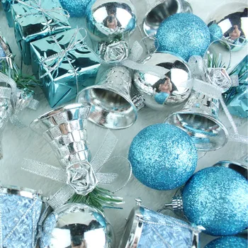 32pcs/lot Aur Albastru Fulg de zăpadă Pom de Crăciun Agățat Decoratiuni Acasă Ornamente pentru Pomul de Craciun Decor de Anul Nou