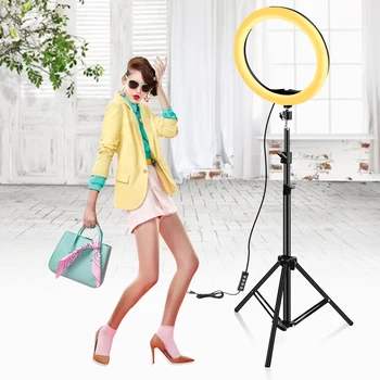 33cm 13 inch Selfie Lumină Inel cu Suport de Telefon 1,6 m Reglabil Suport Metalic Lampa pentru Live Streaming Vlog Scurt Video de pe Youtube