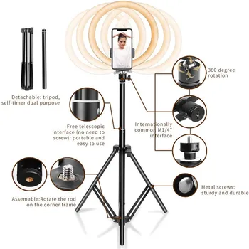 33cm Selfie LED-uri de Lumină Inel cu 1,6 m Trepied Suport pentru Streaming Live de Machiaj YouTube Video 13 Inch Estompat Fotografie de Iluminat