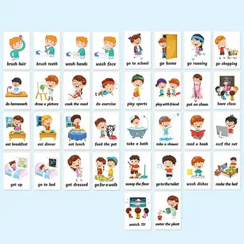 34pcs Educație Timpurie Carduri de Puzzle Pentru Copii de Învățare engleză Comportamentul de zi cu Zi de Viață de Învățământ Cuvânt Card de Autism Copilul Formare Card