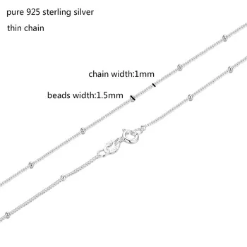 35-80cm Slim Subțire Pur 925 Sterline de Argint Margele Lanț de Bordură Cravată Coliere Femei Fete Bijuterii kolye collares collier ketting