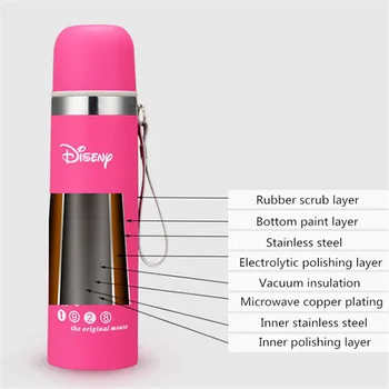 350mL 500 ml Disney Mickey Desene animate Ceașcă de Izolație în Vid a Apei Glonț, Sticlă de Termos din Oțel Inoxidabil Cupe Portabil în aer liber Sticla