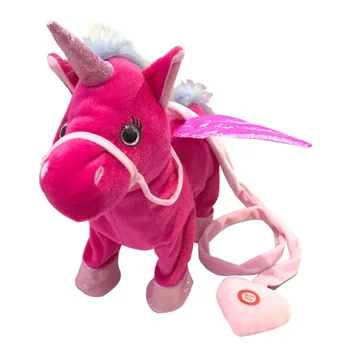 35cm Minunat Electrice de Mers pe jos Unicorn de Pluș Jucărie Moale Animal de Pluș Electronice Unicorn Papusa Canta pentru Copil Ziua de nastere Cadouri