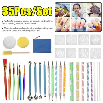 35Pcs/Set Pictura-Pen Mandala Dotting Tools Rock Pictura Kituri de Artă Punct Stilou Vopsea Stencil Dotting-Instrumente-Set