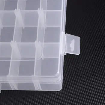 36-Grila de Plastic Clar Greu Reglabil Organizator de Bijuterii Cutie de Depozitare Container Caz cu Separatoare Detașabile (Transparent)