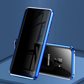 360 Magnetic Anti-Peeping Temperat Caz de Telefon Pentru Samsung Galaxy S20 Ultra S10 S9 S8 Plus de Intimitate Caz Anti-spy Capac Metalic