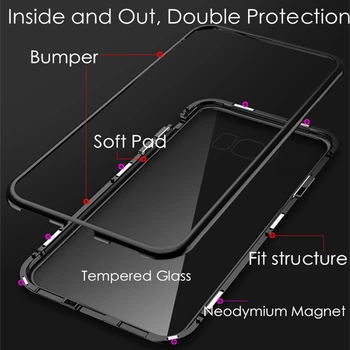 360 Magnetic de Adsorbție Cazuri de Telefon pentru Samsung Galaxy S10 Lite S9 S8 S7 Edge Plus A6 A7 A8 A9 J4 J6 J8 2018 A10 A30 A50 M10 M20