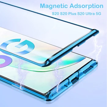 360 protecție Completă Magnetic Flip case Pentru samsung Galaxy s20 ultra Dublă față-Verso de sticla capac telefon sumsung plus s20 s20+ coque
