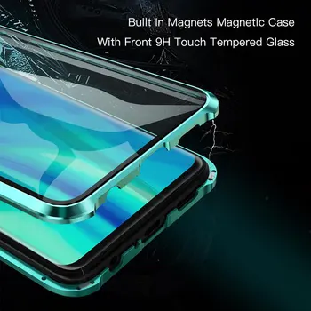 360 Spate si Fata Sticla Metal Bara Magnetică Caz Flip Pentru Huawei Honor 20 Pro Lite 10 20 View10 8X 9X Capac Magnet