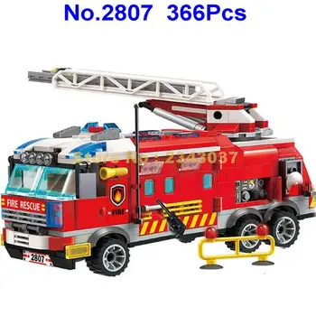 366pcs oraș de salvare de incendiu camion vehicul lumineze 3 blocuri de Jucărie