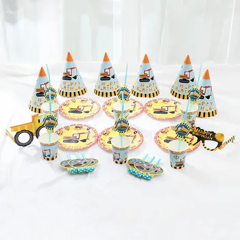 36buc/set pentru 6 Persoane Inginerie Vehicul Camion de Petrecere, Decoratiuni Petrecere de Aniversare Fericită Tacamuri Set Pălărie Esecuri Copii Baby Boy