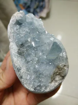 380g Naturale Albastru Celestite Geode de Cristal Spumante Inimă Mare Reiki