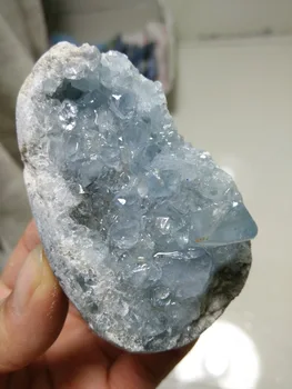 380g Naturale Albastru Celestite Geode de Cristal Spumante Inimă Mare Reiki