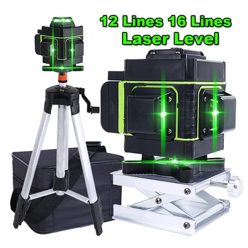 3D 4D Nivel cu Laser 360 De Roti Auto de Auto-Nivelare Linie Verde cu Laser Laser de Nivel Măsură de Bandă Verticală și Orizontală Instrument de Măsură