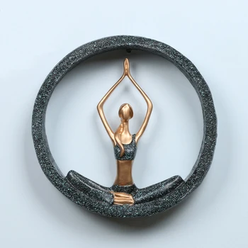3D Agățat de Perete Yoga Doamna Rășină Abstract Figurina Doamna Creativ Model de Fată pentru Studio de Yoga Decor Sala de Nunta Decor
