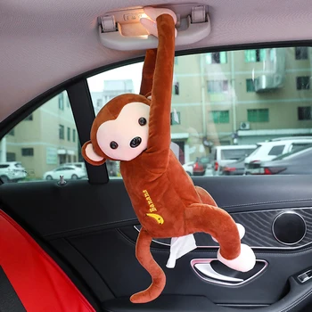 3D Animal de Pluș Auto, Cutii de Țesut desen Animat Maimuță Agățat în Formă de Ornament Șervețel de Hârtie Titularii de Cazuri de automobile Accesorii de Interior