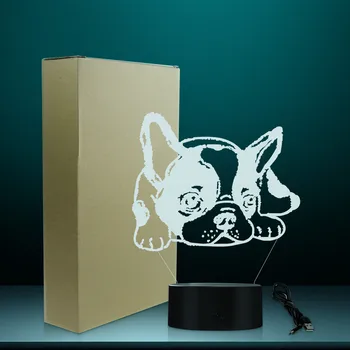 3D Burtica Bulldog francez CONDUS Iluzie Lumina de Noapte Personalizat Numele de animale de Companie Cățeluș Câine Noutate Lampa de Masa Decorativa Copil Camera Lumina de Noapte