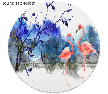3D Colorat Peisaje Naturale Flamingo fata de Masa Bumbac Îngroșa Dreptunghiulare/Rotunde fata de Masa pentru Picnic Nunta Petrecere