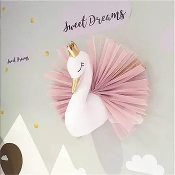 3D Coroana de Aur Swan Agățat de Perete Decor Umplute Flamingo Papusa Swan Jucării Cap de Animal Decor de Perete Camera Pepinieră Copii Cadou